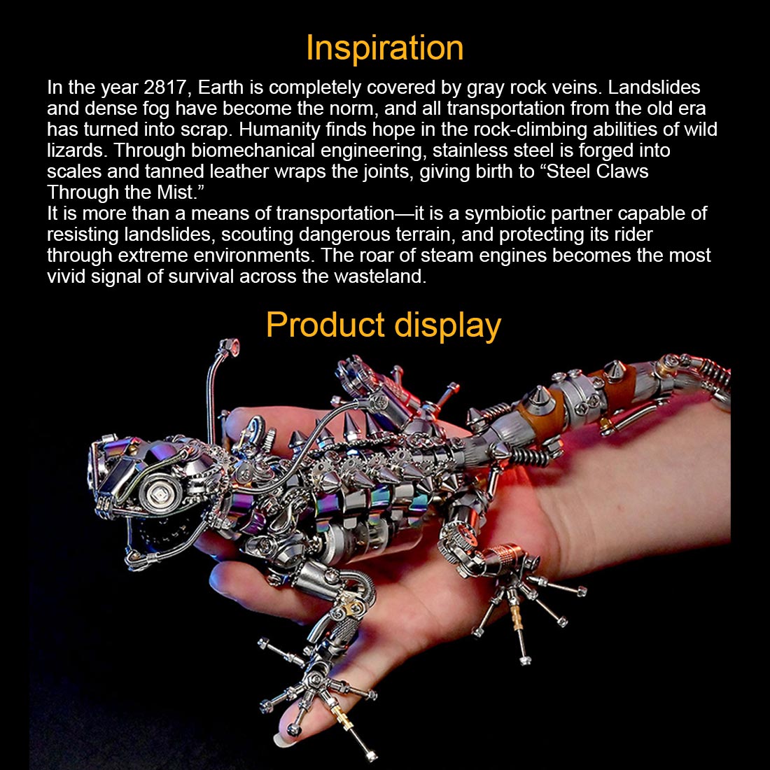 3D DIY Metal Mechanical Lizard Model Kit VICTMAX