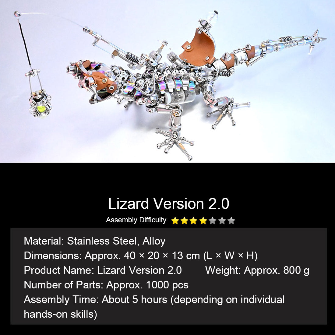 3D DIY Metal Mechanical Lizard Model Kit VICTMAX