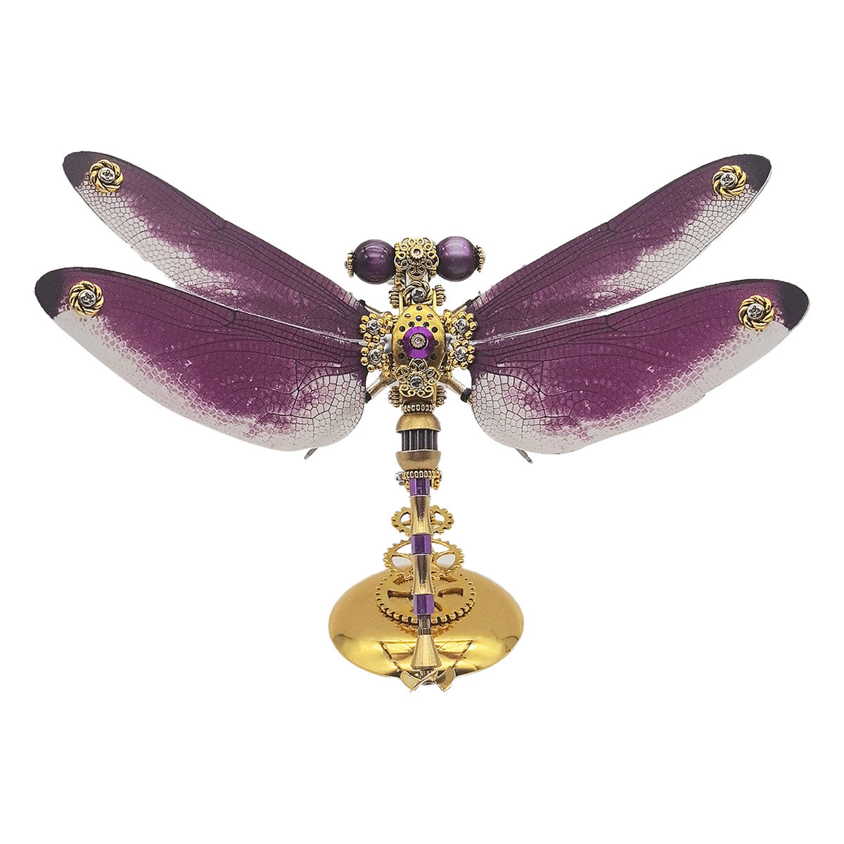 3D Metal Steampunk Dawn Brown Dragonfly Puzzle Model Magnetic Display Base 200+PCS victmax