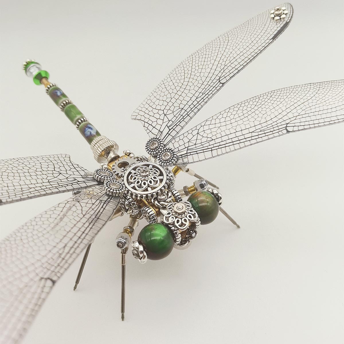 3D Metal Steampunk Dawn Brown Dragonfly Puzzle Model Magnetic Display Base 200+PCS victmax