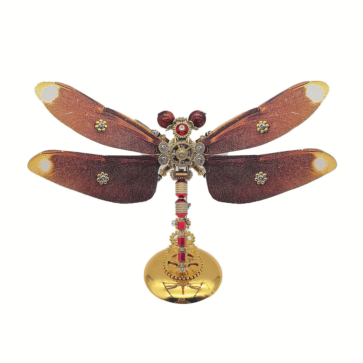 3D Metal Steampunk Dawn Brown Dragonfly Puzzle Model Magnetic Display Base 200+PCS victmax
