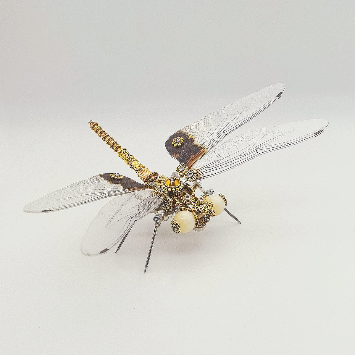 3D Metal Steampunk Dawn Brown Dragonfly Puzzle Model Magnetic Display Base 200+PCS victmax