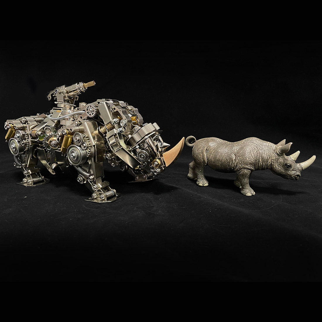 Metal Puzzle Steampunk Mechanical Siege Rhino Animal Assembly Model Kit (700+PCS)