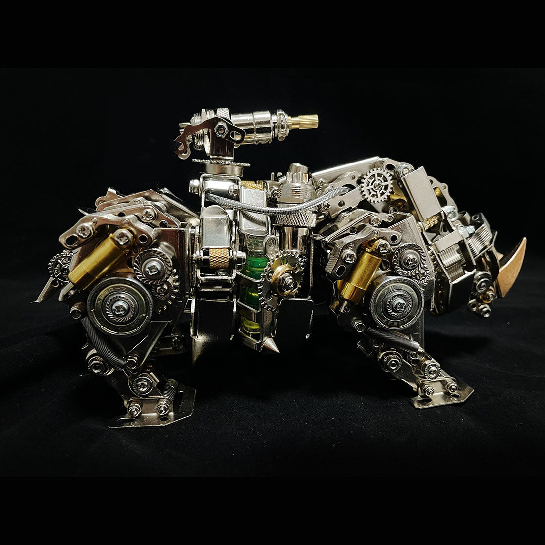 Metal Puzzle Steampunk Mechanical Siege Rhino Animal Assembly Model Kit (700+PCS)
