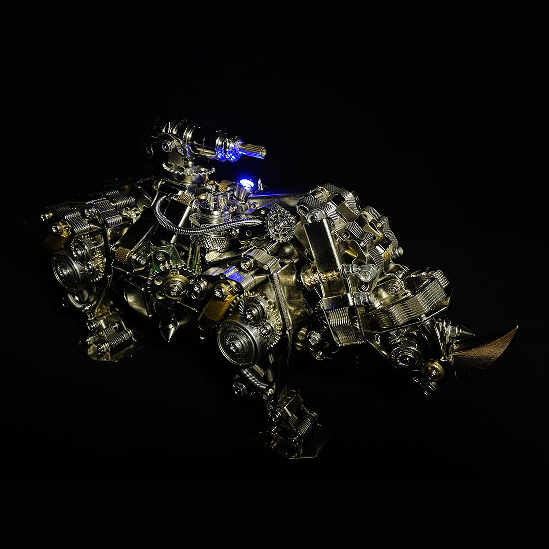 Metal Puzzle Steampunk Mechanical Siege Rhino Animal Assembly Model Kit (700+PCS)
