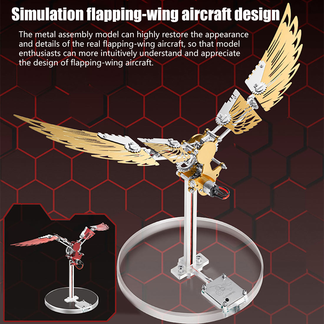 Metal Puzzle Steampunk Mechanical Ornithopter Assembly Model Kit (124PCS)