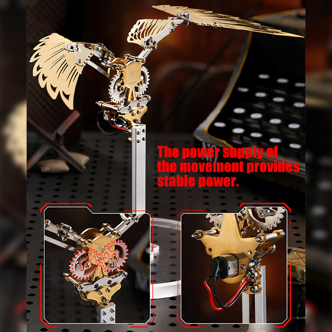 Metal Puzzle Steampunk Mechanical Ornithopter Assembly Model Kit (124PCS)