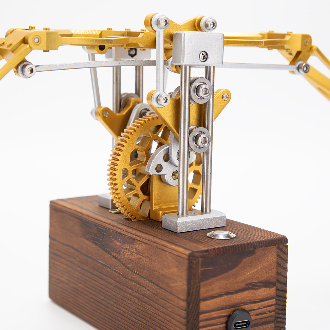 Mechanical flapping wings in motion on 3D metal DIY model