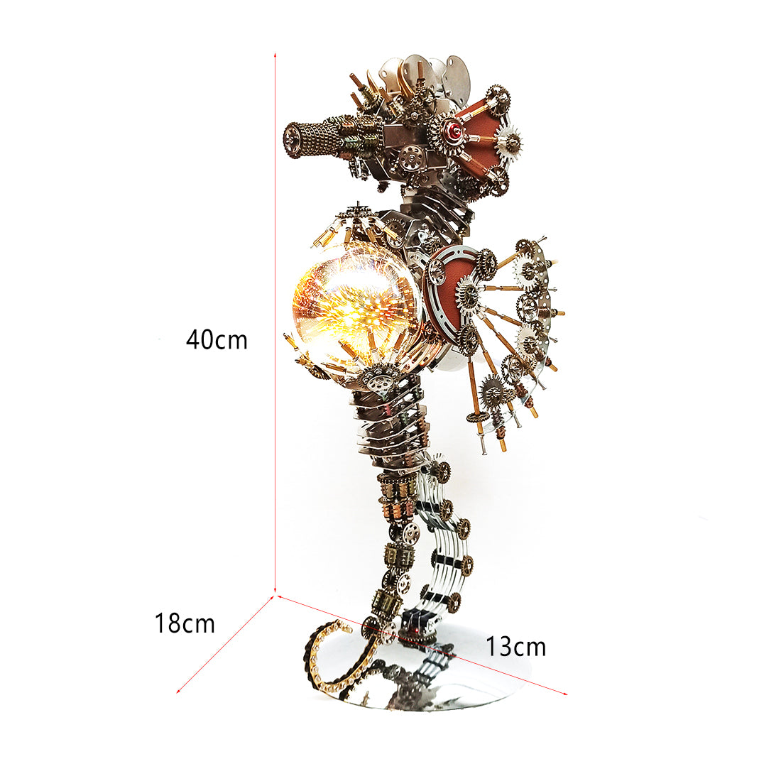 3D metal Mechanical Seahorse Firework Lamp model fully assembled for DIY adults and teens - VICTMAX