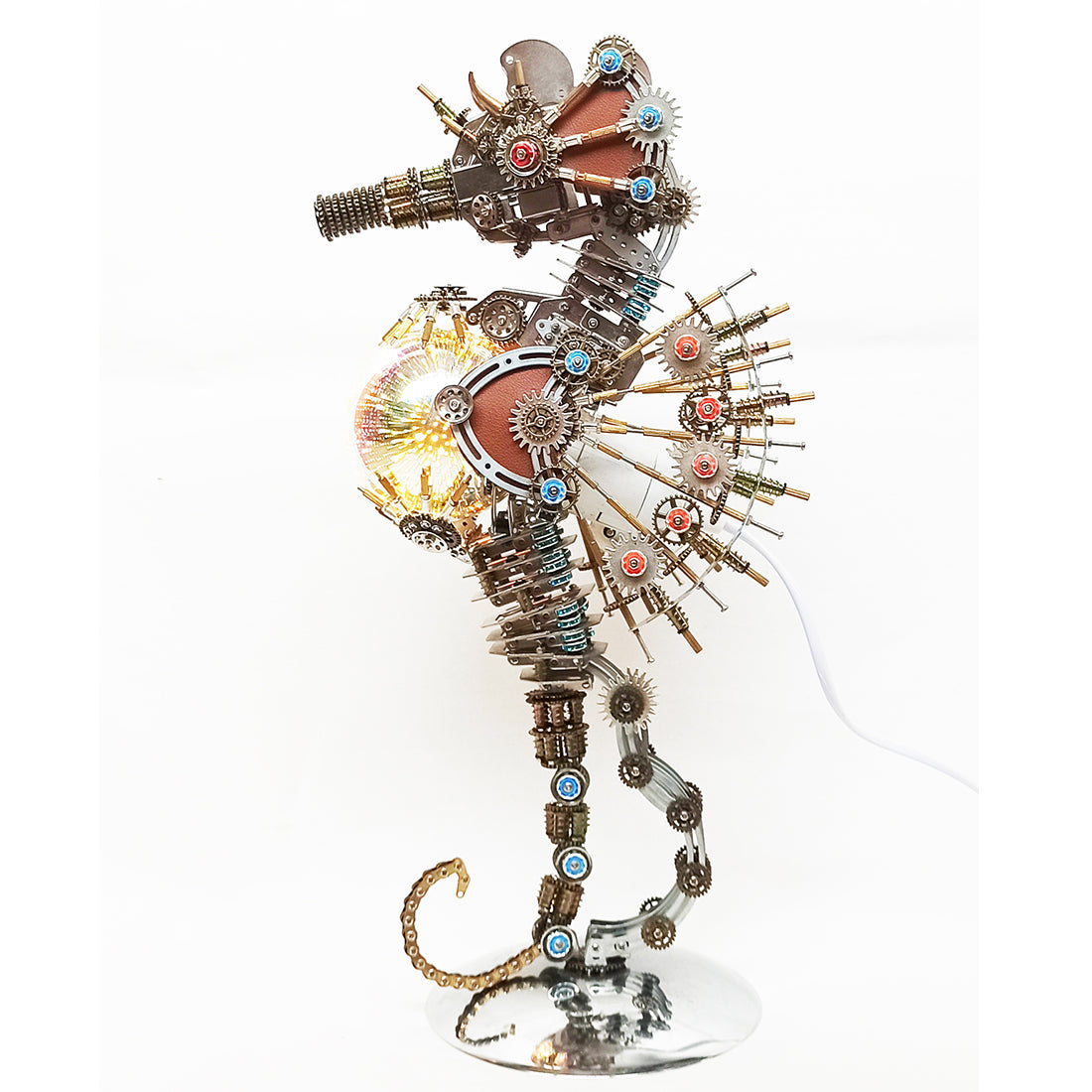 3D metal Mechanical Seahorse Firework Lamp model fully assembled for DIY adults and teens - VICTMAX