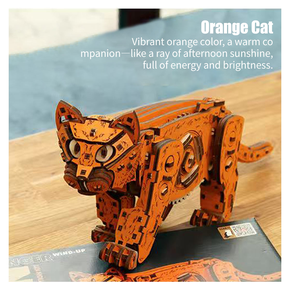 3D Wooden Mechanical Cat model assembled for DIY adults and teens - VICTMAX