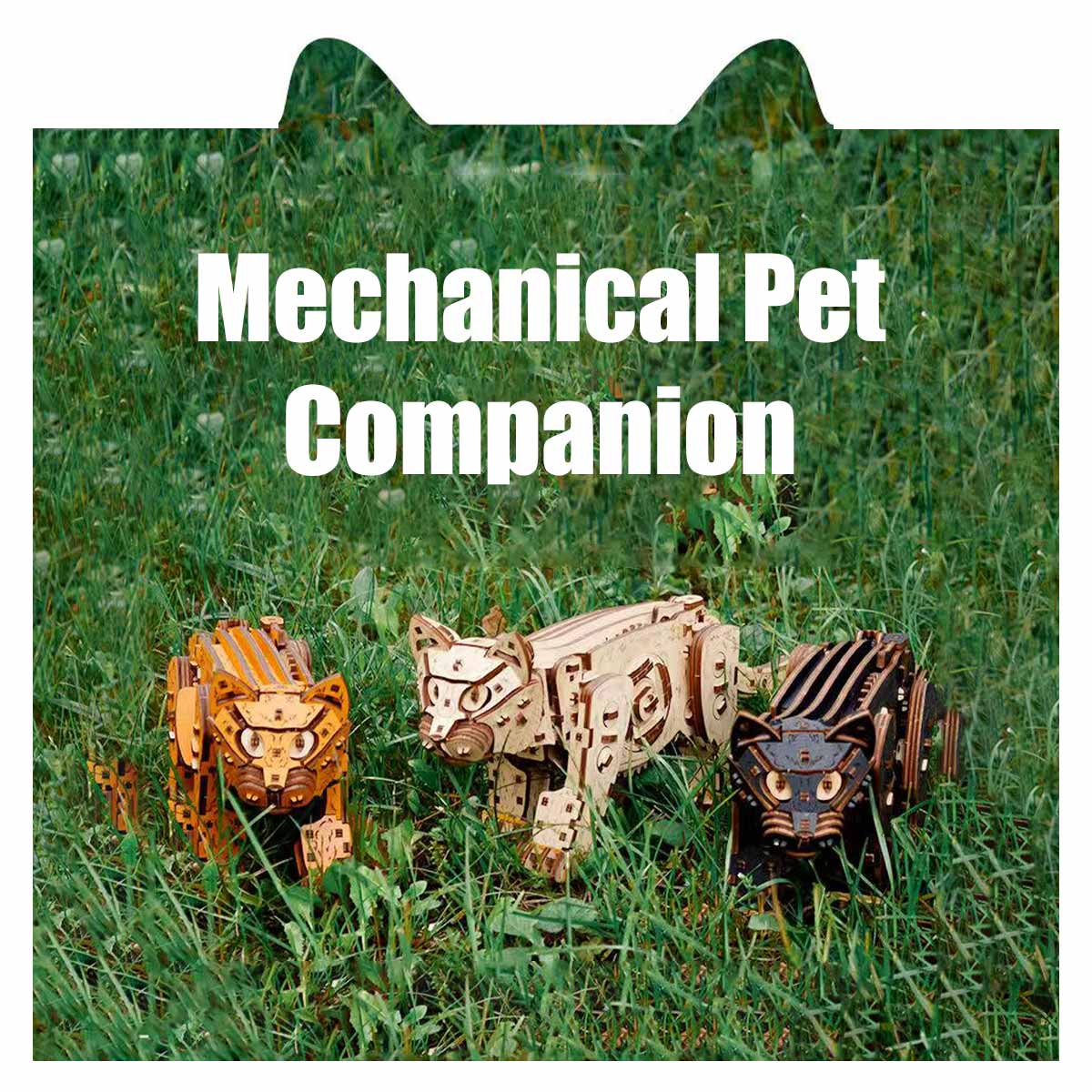 3D Wooden Mechanical Cat model assembled for DIY adults and teens - VICTMAX