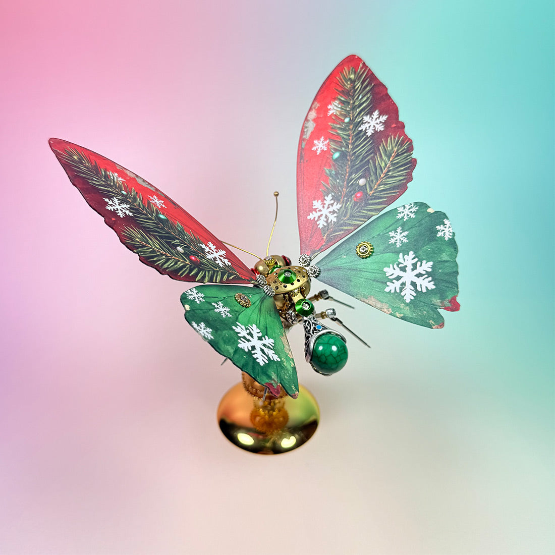 Copper and Aluminum Butterfly Model Showing Mechanical Wing and Gear Details - Victmax