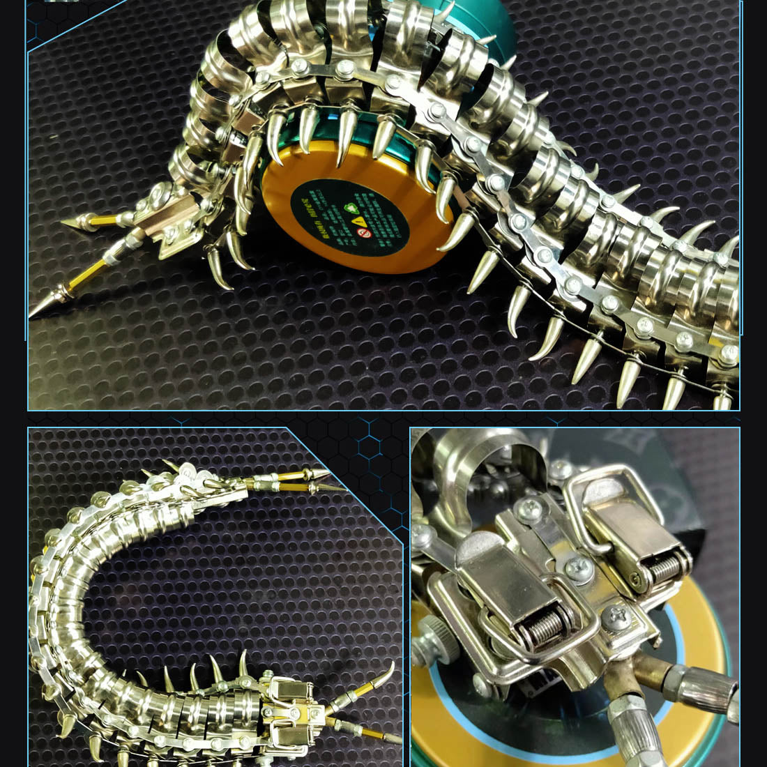 Metal Centipede Puzzle Model Kit 480PCS DIY Movable Assembly Stainless Steel Alloy Mechanical Animal Sculpture Desk Decor VICTMAX