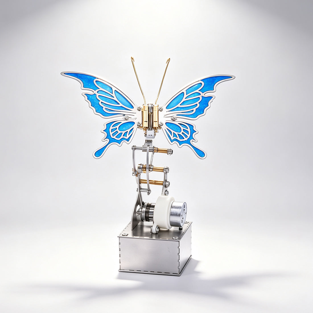 Finished Steampunk Mechanical Butterfly Insect Sculpture with Moving Metal Wings for Desk Decor - VICTMAX