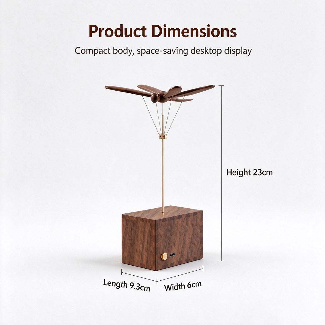 Bionic Wooden Dragonfly Automaton with Rotating Wings and USB Power - VICTMAX