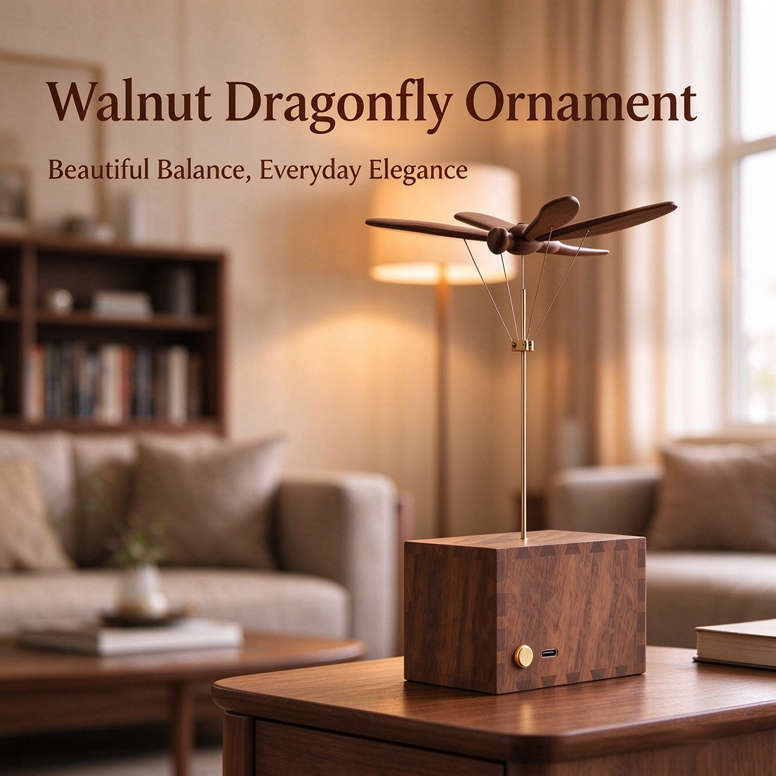 Bionic Wooden Dragonfly Automaton with Rotating Wings and USB Power - VICTMAX
