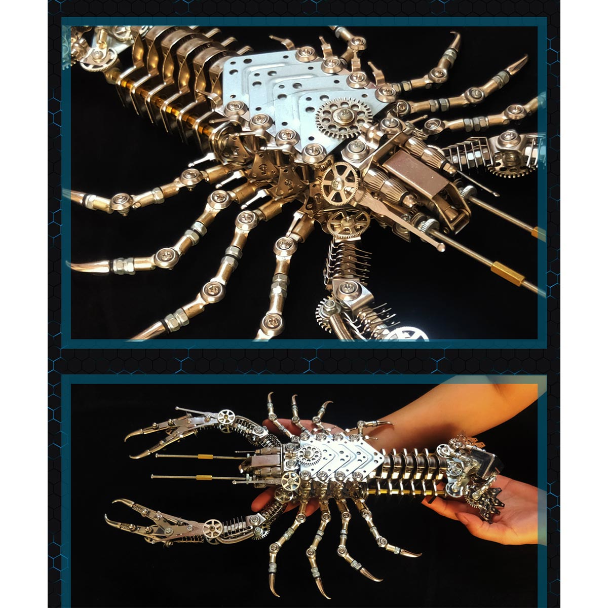 Mechanical Lobster Metal Model Kit 830PCS DIY Steampunk Assembly Industrial Gear Sculpture Display VICTMAX
