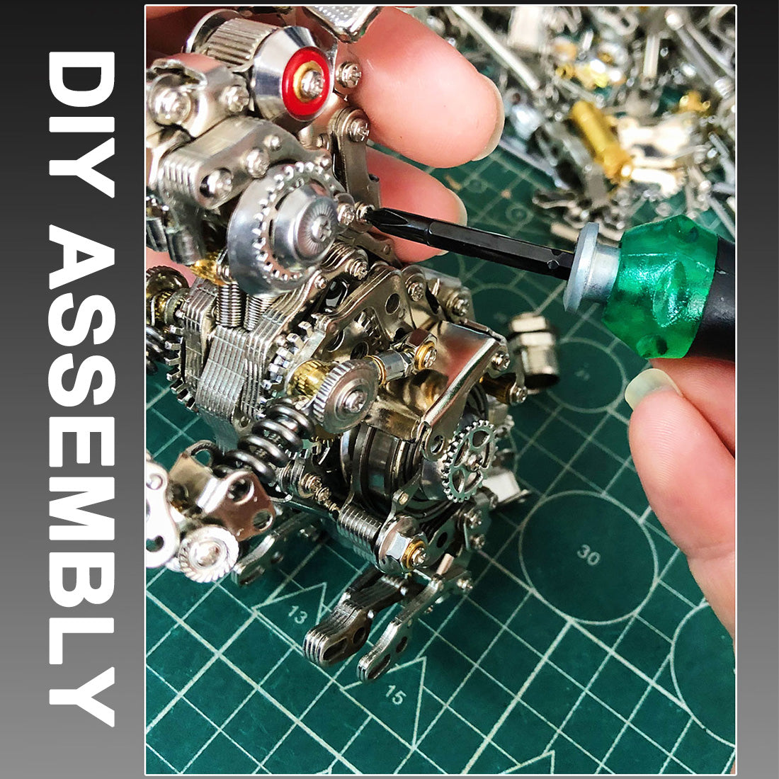 3D Mechanical Rabbit Puzzle Set 500PCS DIY Assembly Metal Model Punk Style Collectible Figurine Display VICTMAX