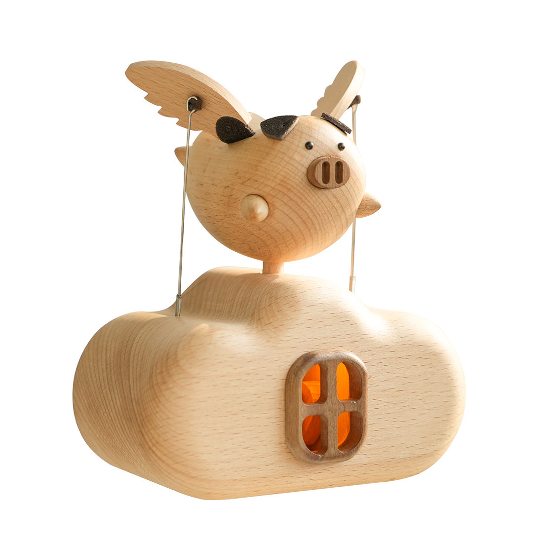 Mechanical Wooden Flying Pig Dynamic Motion Desk Decor - VICTMAX