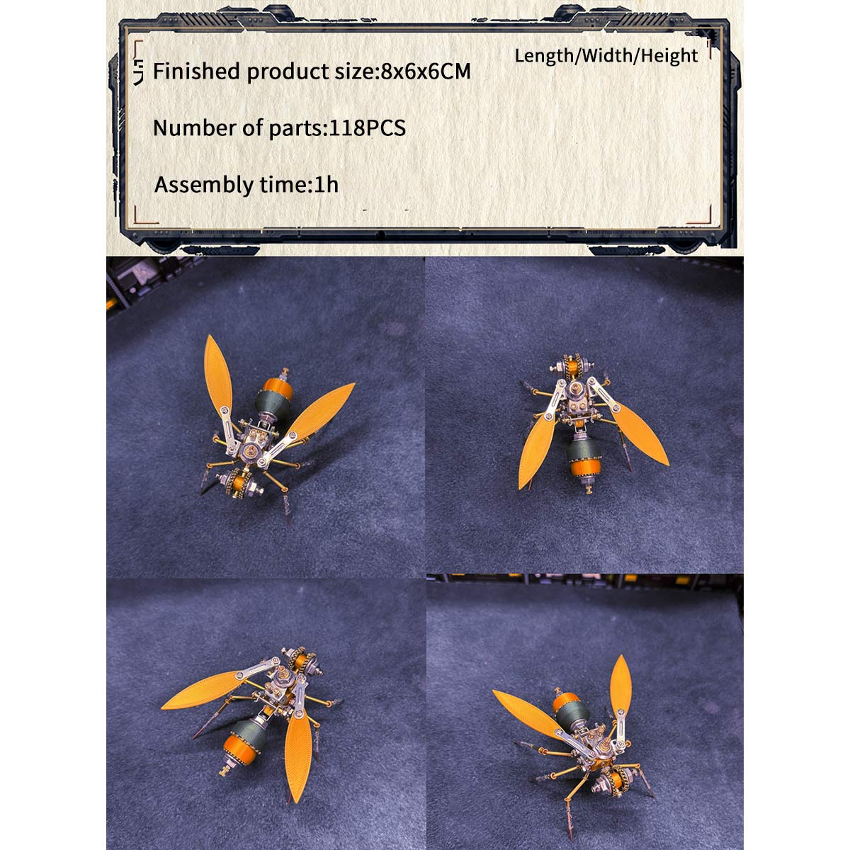 3D Metal Robotic Scarab Beetle Model Kit 118PCS Bionic Metal Insect Assembly Sculpture - VICTMAX