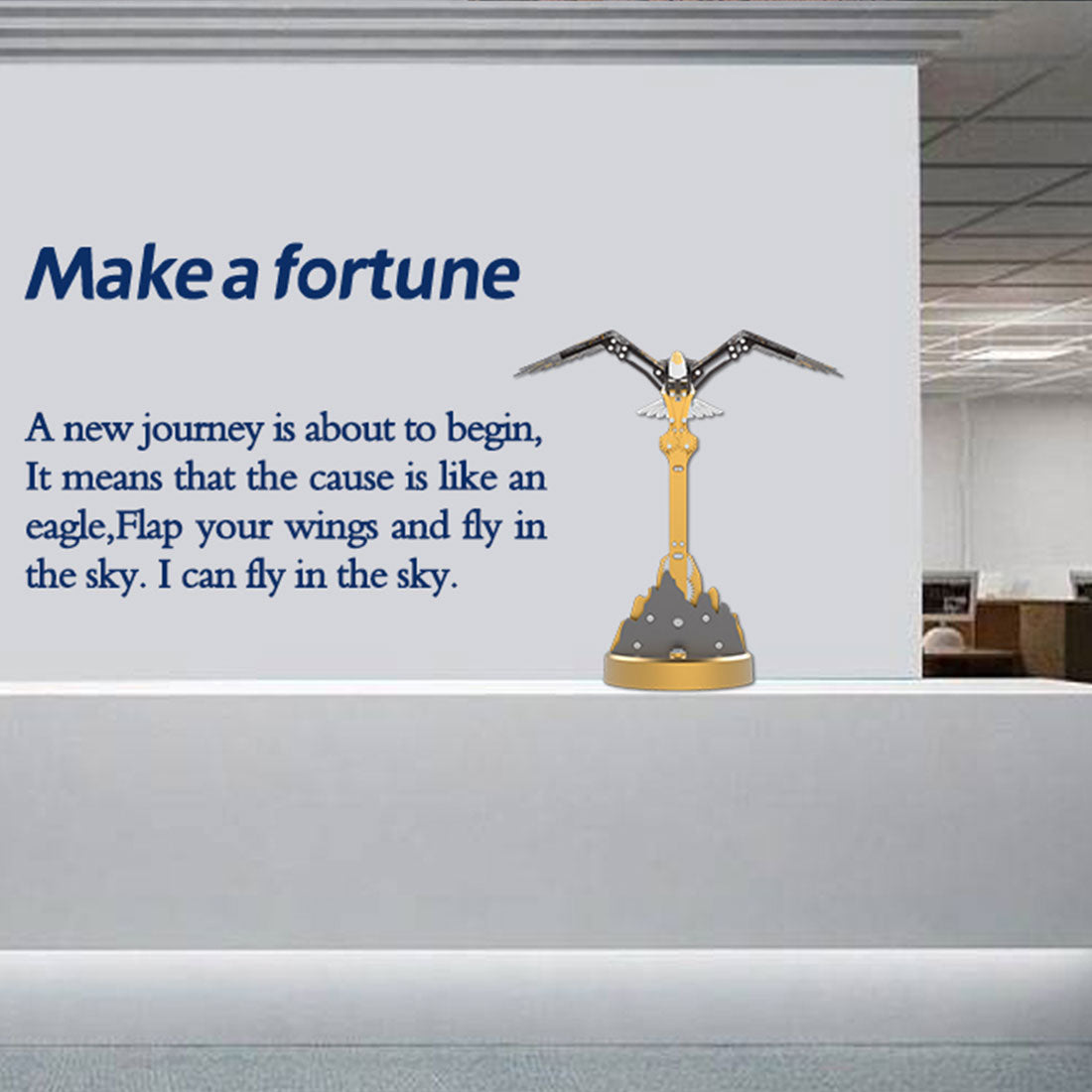 Kinetic mechanical bird desk decor with moving wings, modern office display sculpture and conversation piece - VICTMAX