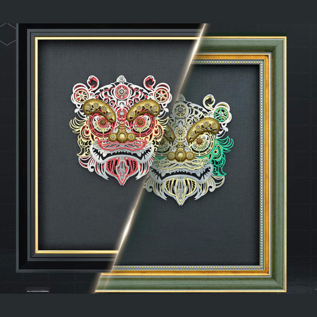 Framed Mechanical Mythical Beast Artwork for Home and Office Decor - VICTMAX