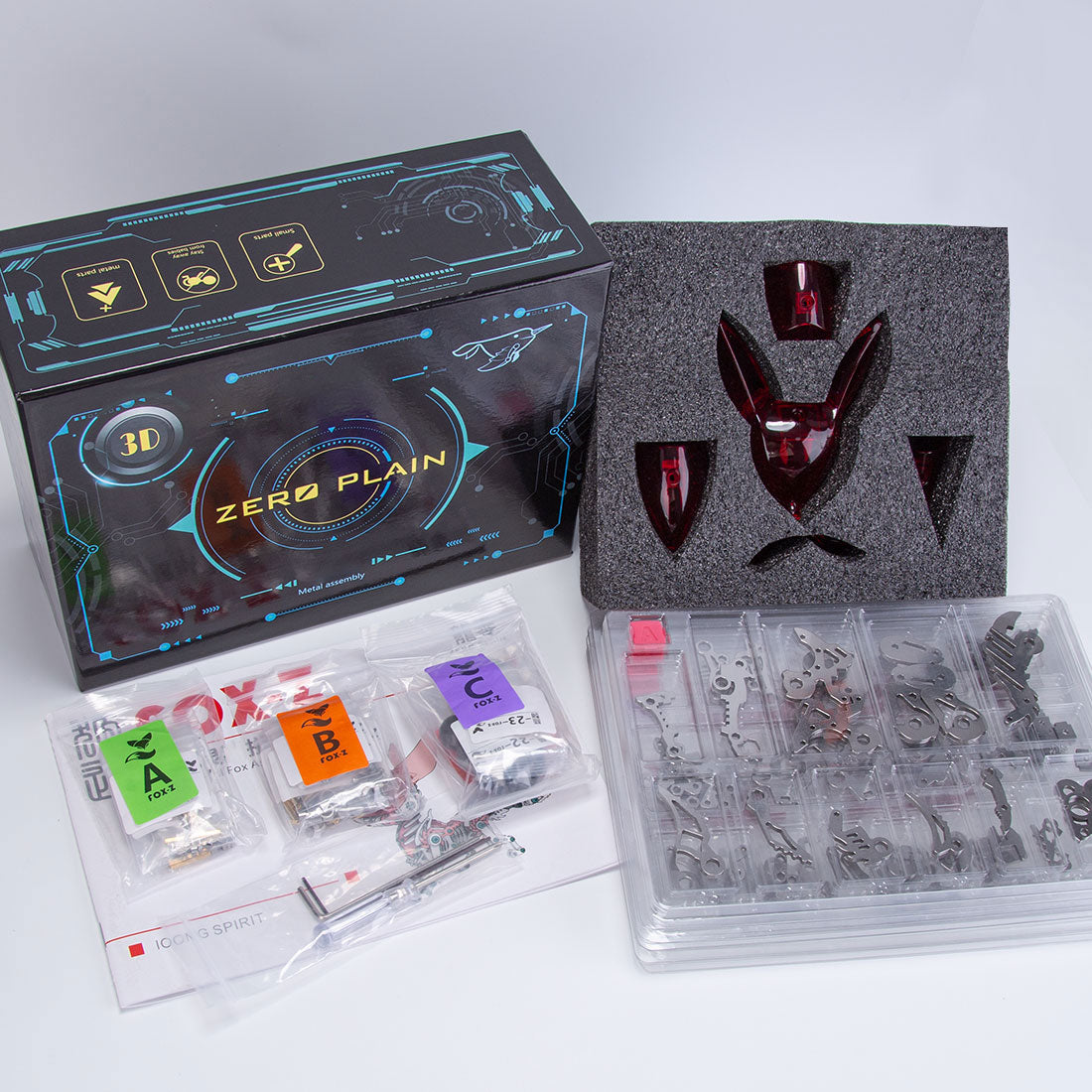 3D Metal Fox Mechanical Model Kit with LED Lights 339PCS DIY Assembly - VICTMAX