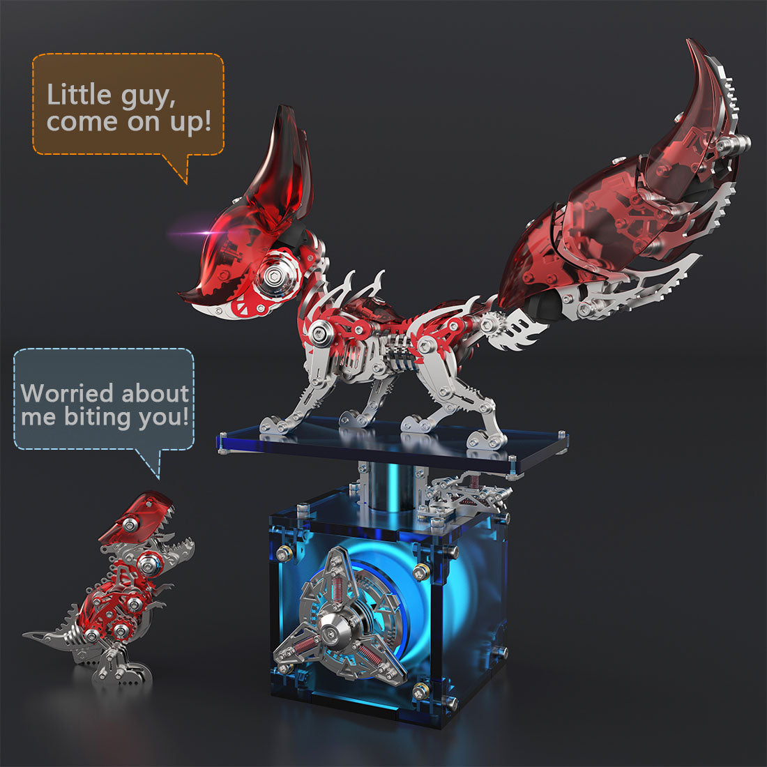3D Metal Fox Mechanical Model Kit with LED Lights 339PCS DIY Assembly - VICTMAX