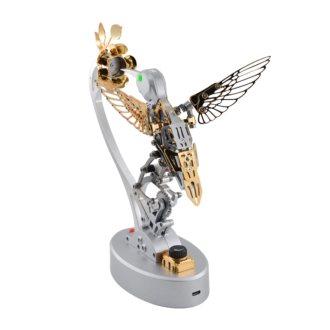 Metal Steampunk Mechanical Bird Model Kit, 250+PCS DIY Assembly with Moving Wings, LED Eyes, Bird Sounds and Exposed Gears - VICTMAX