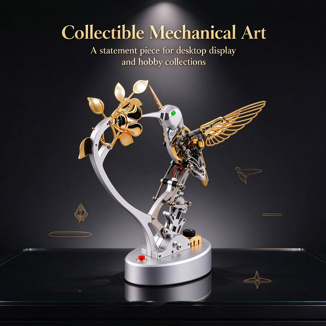 Metal Steampunk Mechanical Bird Model Kit, 250+PCS DIY Assembly with Moving Wings, LED Eyes, Bird Sounds and Exposed Gears - VICTMAX