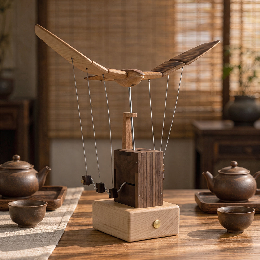 Wooden Bionic Bald Eagle Automaton with Dynamic Flapping Wings - VICTMAX