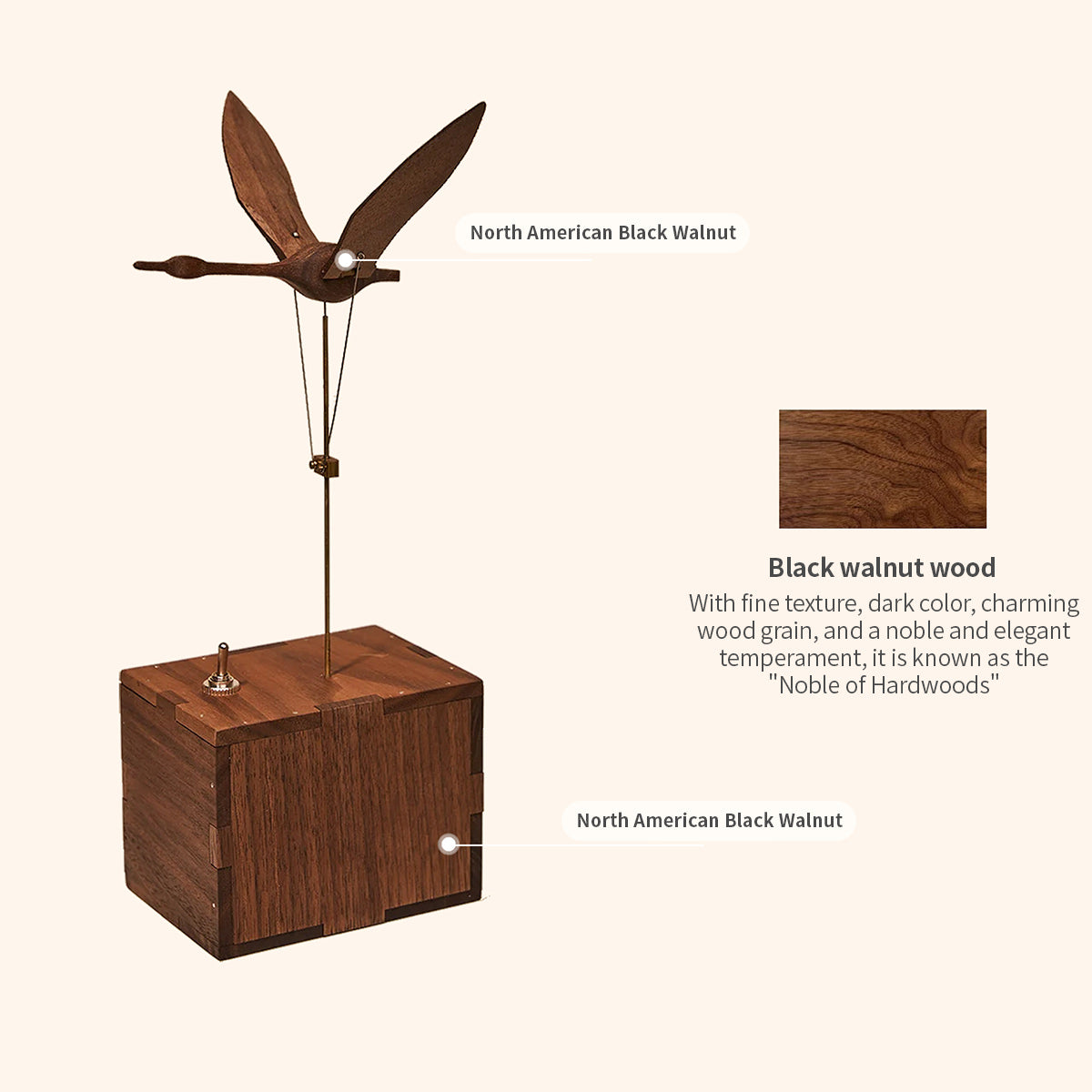 Mechanical Wooden Flying Swan Music Box Bionic Marine Biological Dynamic Model - VICTMAX