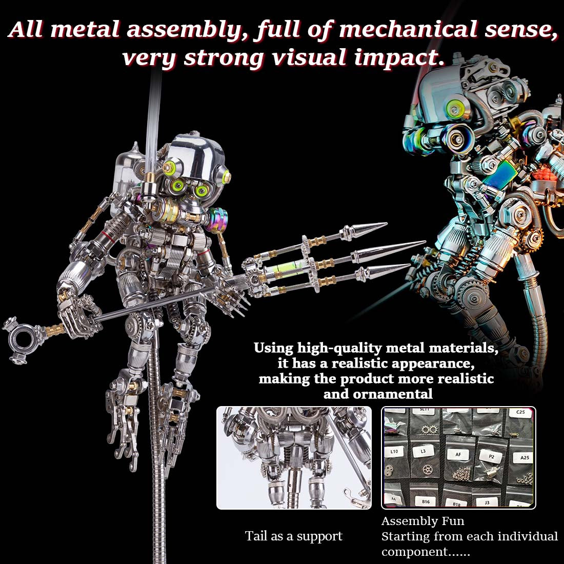 Adult assembling 3D metal DiverApe mechanical puzzle kit with 700+ pieces - VICTMAX