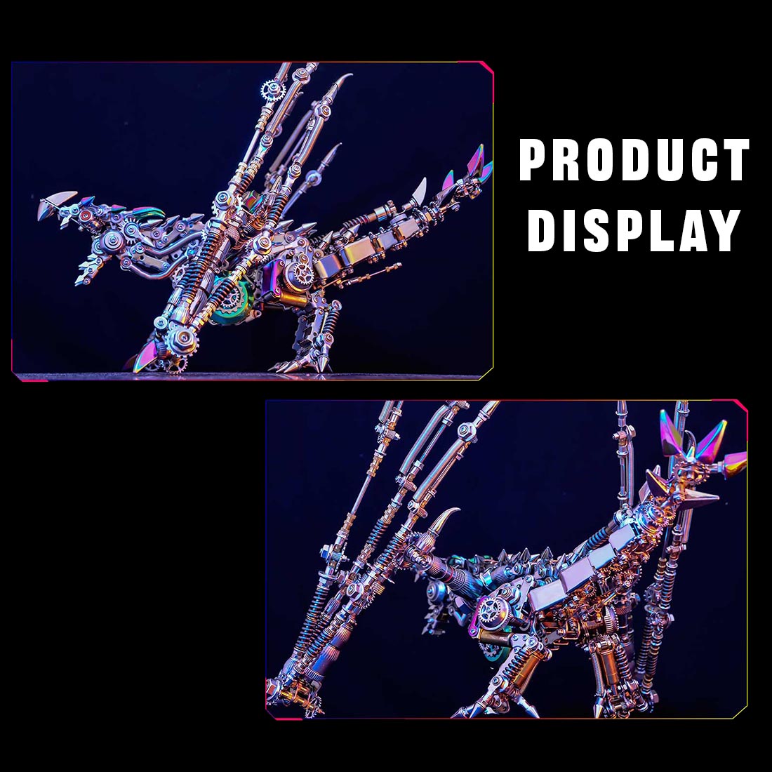 3D metal intelligential dragon model kit LED mechanical dragon sculpture display - VICTMAX