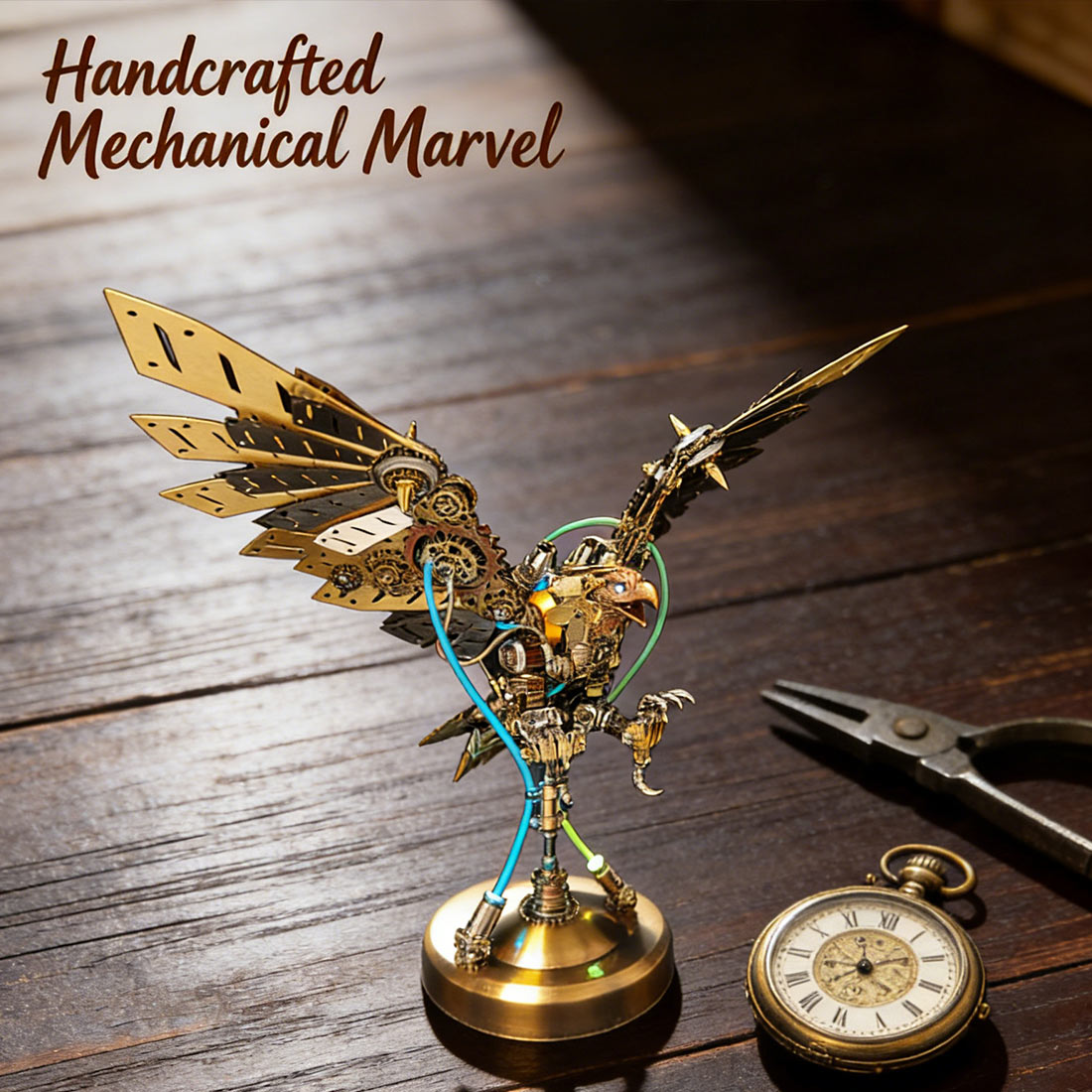 3d metal mechanical eagle model kit led display sculpture - VICTMAX