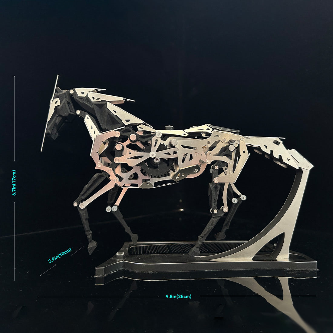 solar powered mechanical horse metal automaton model industrial desk display - victmax