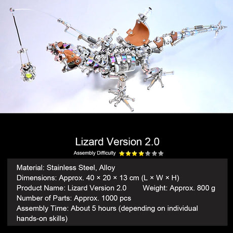 3D DIY Metal Mechanical Lizard Model Kit VICTMAX