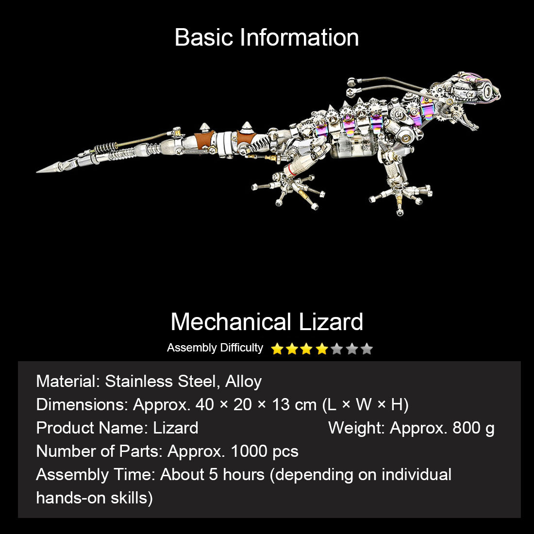 3D DIY Metal Mechanical Lizard Model Kit VICTMAX
