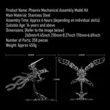 Mechanical Phoenix DIY Metal Assembly 3D Puzzle Model Kit Size - VICTMAX