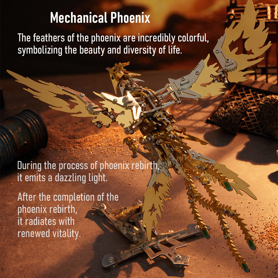 3D Metal Puzzle Phoenix, 358PCS Mechanical Phoenix 6 Hour DIY Metal Assembly 3D Puzzle Model Kit with Flappable Wing, Gifts for Adults & Kids Feature - VICTMAX