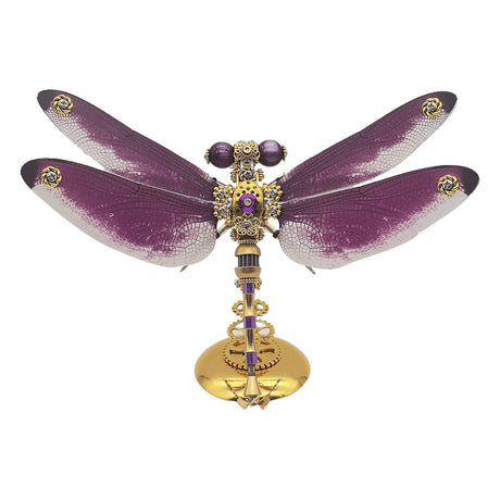3D Metal Steampunk Dawn Brown Dragonfly Puzzle Model Magnetic Display Base 200+PCS victmax