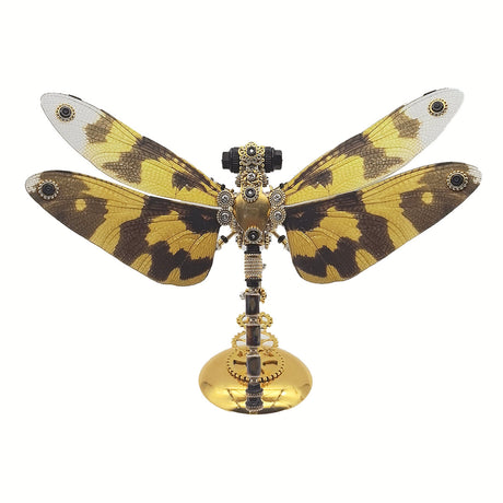 3D Metal Steampunk Dawn Brown Dragonfly Puzzle Model Magnetic Display Base 200+PCS victmax