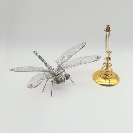 3D Metal Steampunk Dawn Brown Dragonfly Puzzle Model Magnetic Display Base 200+PCS victmax