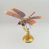 3D Metal Steampunk Dawn Brown Dragonfly Puzzle Model Magnetic Display Base 200+PCS victmax