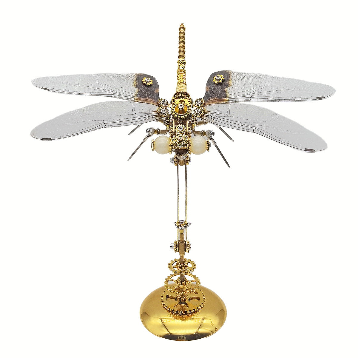 3D Metal Steampunk Dawn Brown Dragonfly Puzzle Model Magnetic Display Base 200+PCS victmax