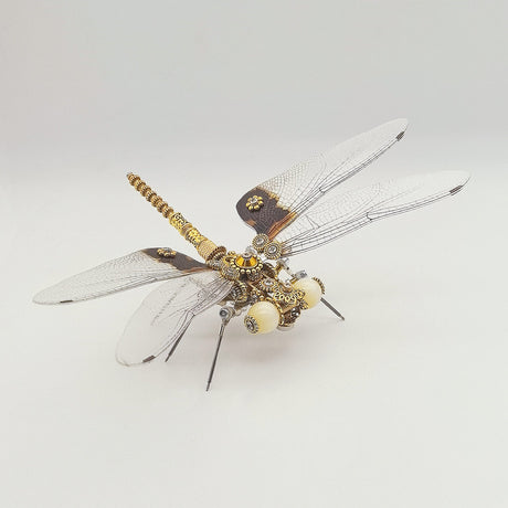 3D Metal Steampunk Dawn Brown Dragonfly Puzzle Model Magnetic Display Base 200+PCS victmax