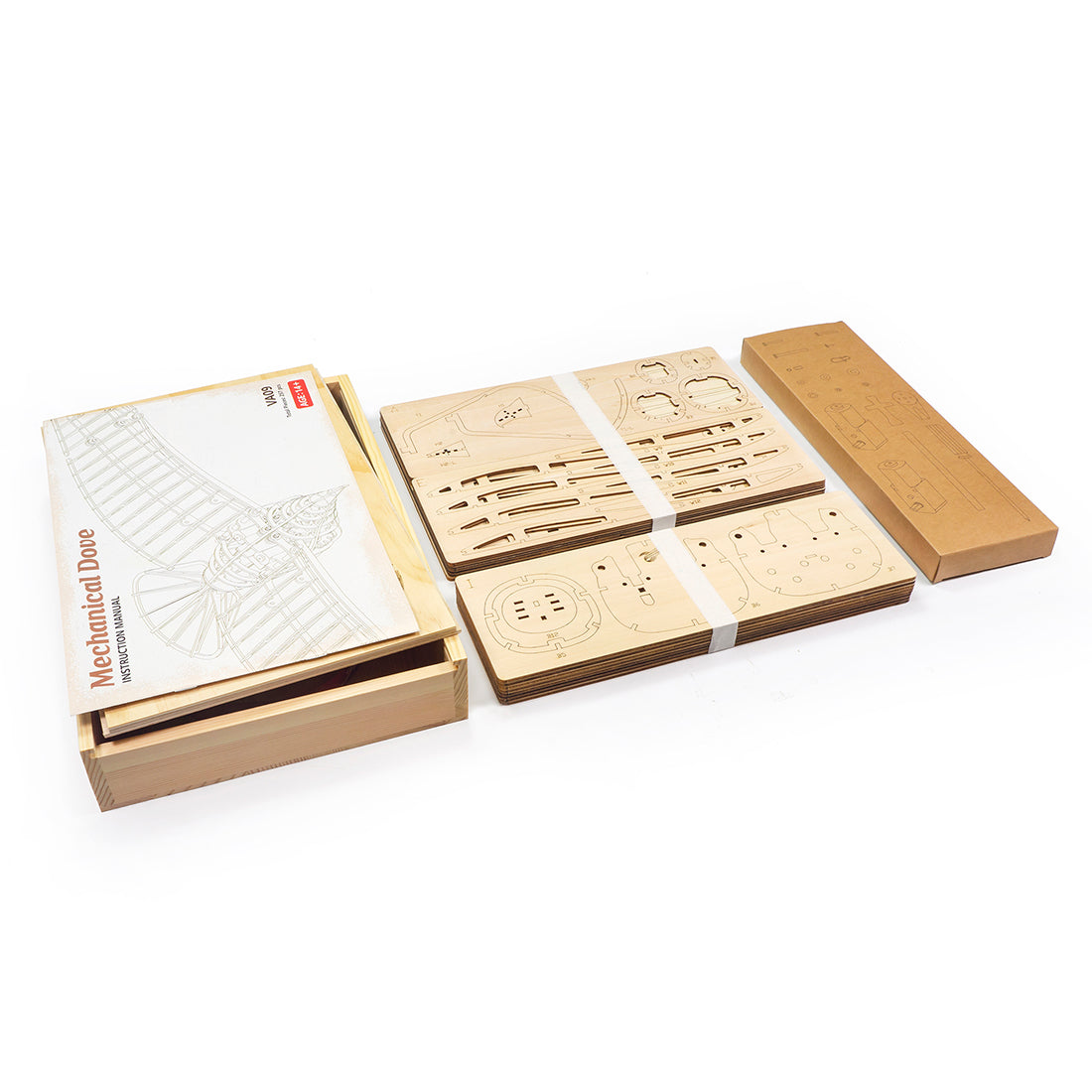 3D Wooden Pigeon Puzzle Model with Gear Driven Flapping Wings - VICTMAX