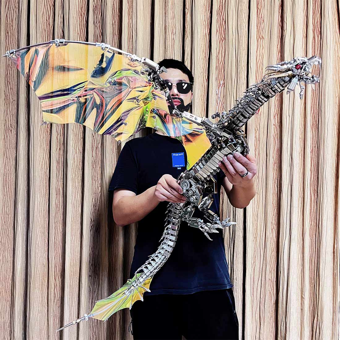 Metal Puzzle Steampunk Mechanical Dragon Animal Assembly Model Kit (3000+PCS)