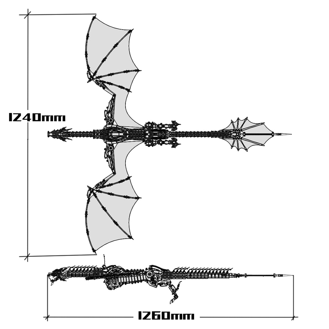 Metal Puzzle Steampunk Mechanical Dragon Animal Assembly Model Kit (3000+PCS)